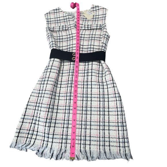 NWT Maje Paris Ecru Rainey Tweed Mini Dress With Black Belt EU 38/US Size 6 - Picture 13 of 15